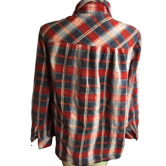 Vintage 1970s Medium Flannel Top Shirt Plaid Womens 11 Boho Winter Button Down - Picture 3 of 6
